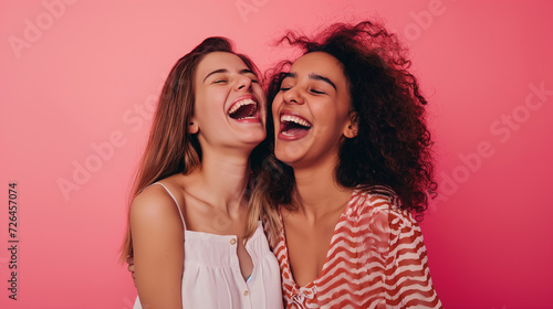 Duas mulheres juntas rindo photo