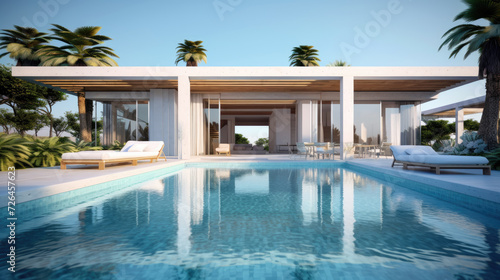 Tropical Luxury Villa by the Pool - Generative AI © Zeynep