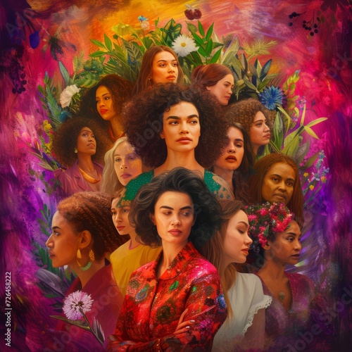 A powerful image celebrating International Women's Day, featuring diverse women from various professions, in a setting that signifies unity and empowerment. 