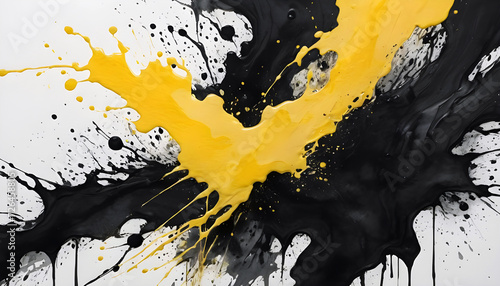 Yellow black ink splash abstract background. Creative Blurred Effect Trend Design
