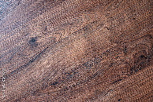 Empty brown wooden table. Kitchen table made of solid wood with texture in the kitchen