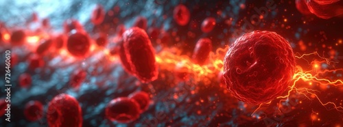 Red Blood Cells and Hemoglobin Close-Up Medical Imagery. photo