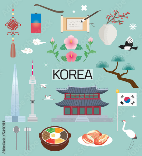 South Korean culture clip art illustration