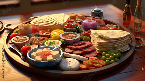 Gourmet Charcuterie and Cheese Platter in Sunlight - Generative AI