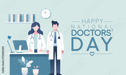 National Doctors' Day is a day celebrated to appreciate and recognize the contributions of physicians to individual lives and communities. Vector illustration photo