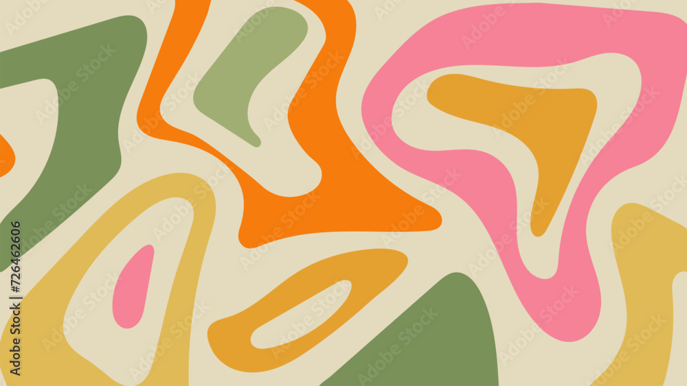 Abstract psychedelic retro background in 70-80s style. Groove backdrop with simple liquid shapes. Vintage vector illustration Abstract psychedelic retro background in 70-80s style. Groove backdrop with simple liquid shapes. Vintage vector illustration