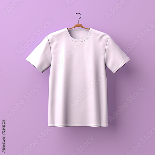 Blank White T-Shirt Against Purple Background - Generative AI