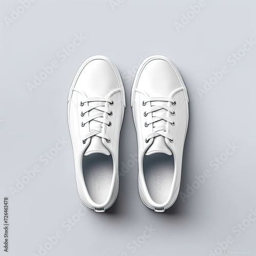 White Casual Shoes on a Plain Background - Generative AI