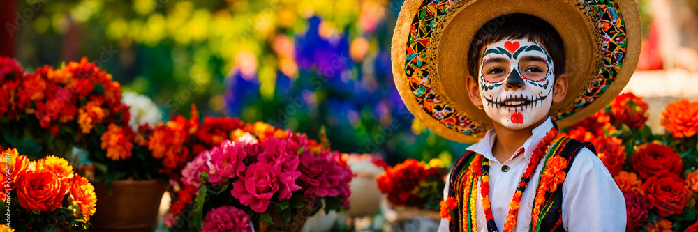 Fototapeta premium People at the Day of the Dead festival. Selective focus.