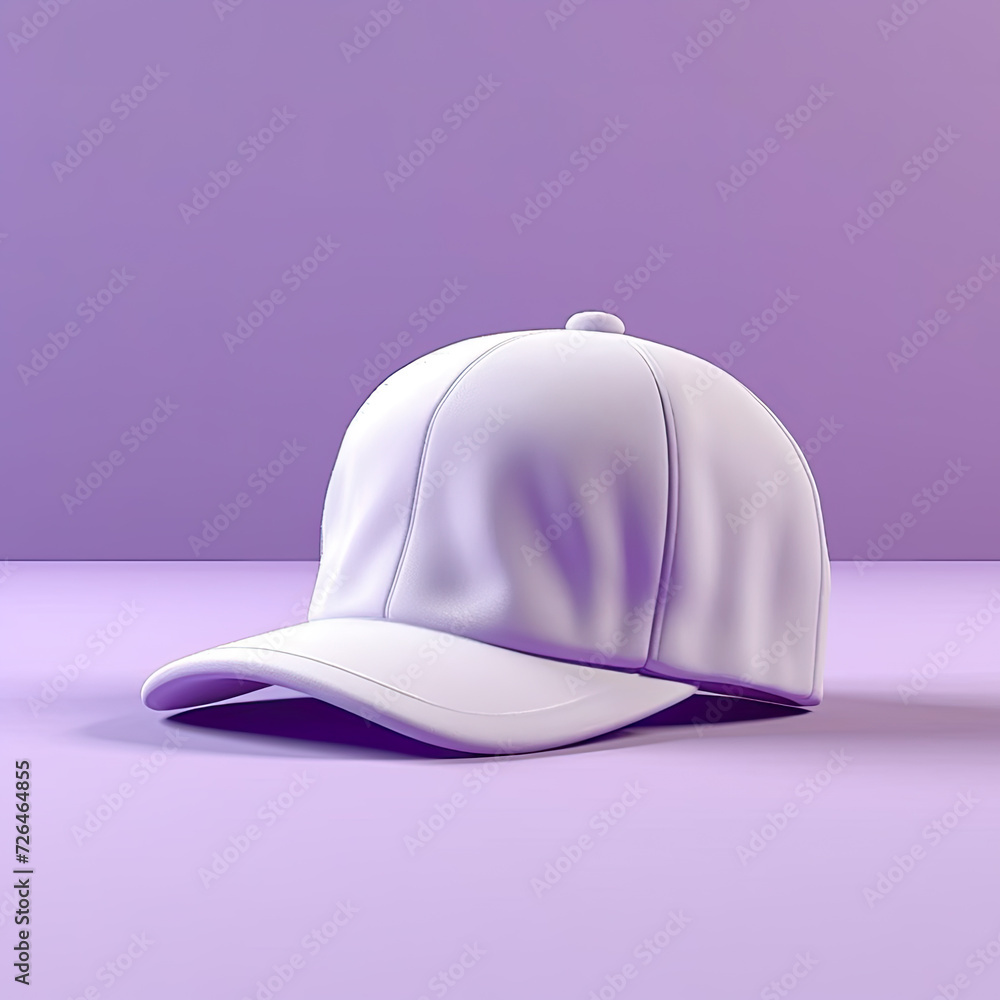 Fototapeta premium Blank White Cap on a Purple Background - Generative AI