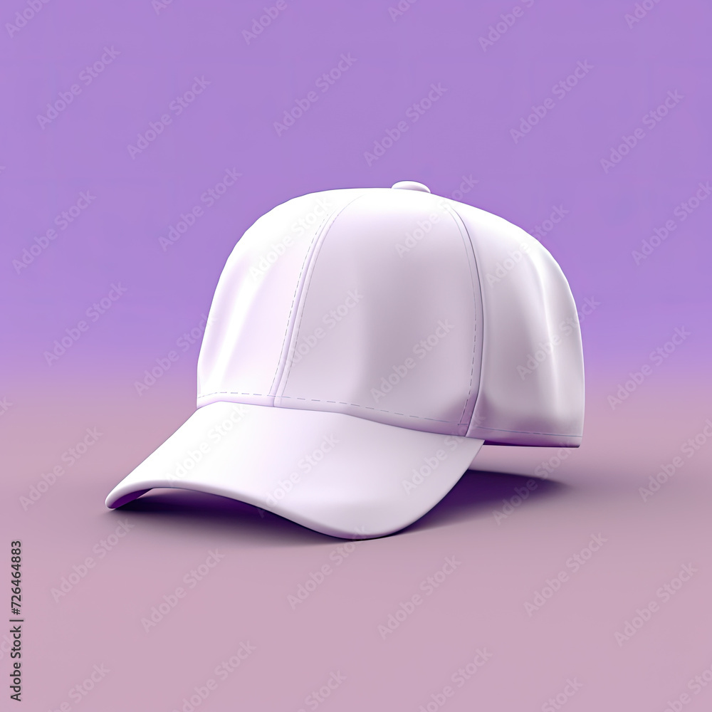 Blank White Cap on a Purple Background - Generative AI Blank White Cap on a Purple Background - Generative AI
