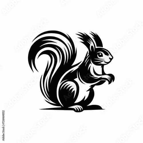 Beautiful silhouette of a squirrel black and white | Illustration of squirrel