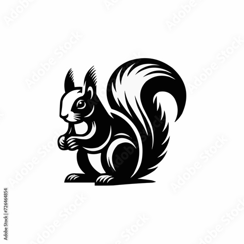 Black and white silhouette of a squirrel | Squirrel vector design svg mascot logo