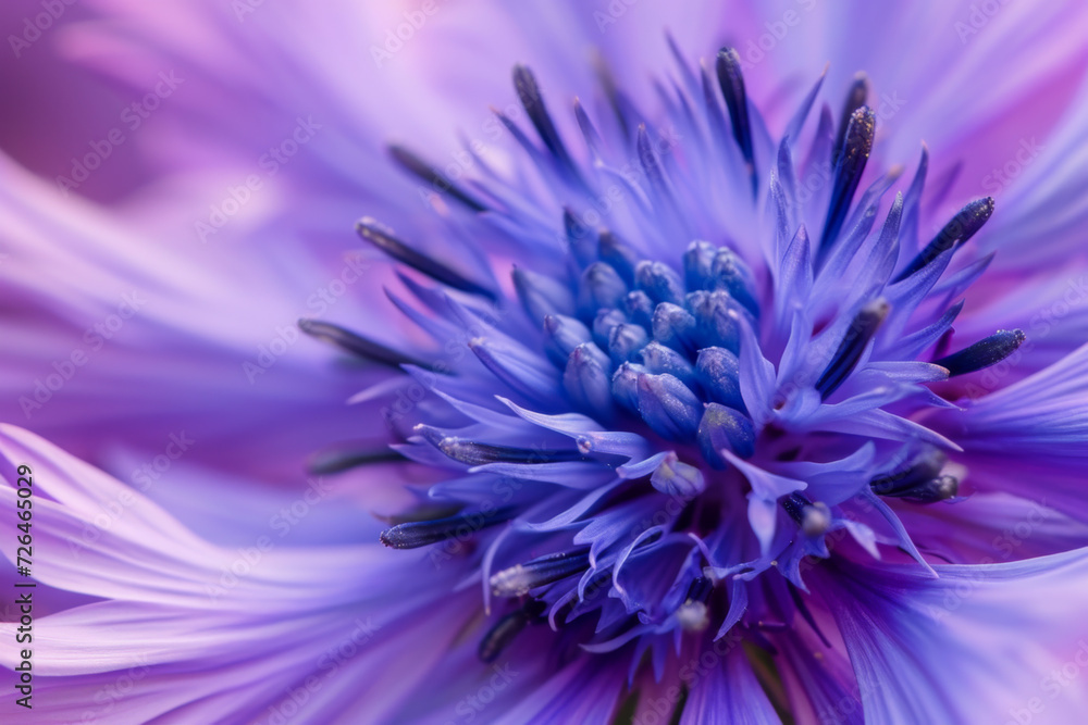 Obraz premium Petals of a cornflower closeup of a purple color. 