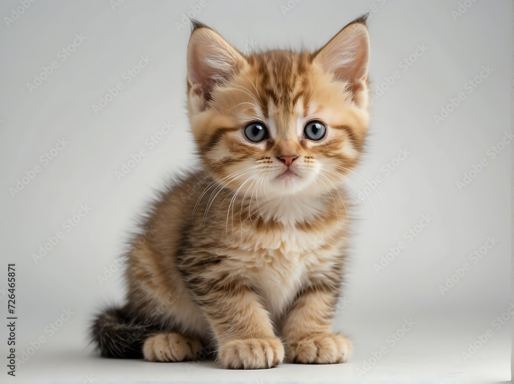 Cute chubby kitten on plain white background from Generative AI Cute chubby kitten on plain white background from Generative AI