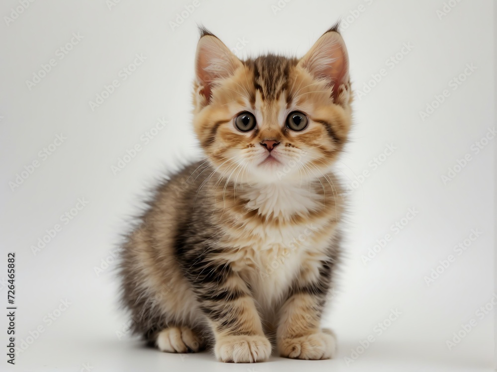 Cute chubby kitten on plain white background from Generative AI Cute chubby kitten on plain white background from Generative AI