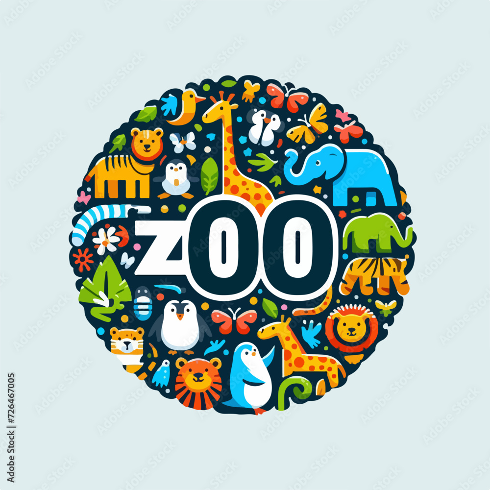 Fototapeta premium Zoo logo, colorful animals