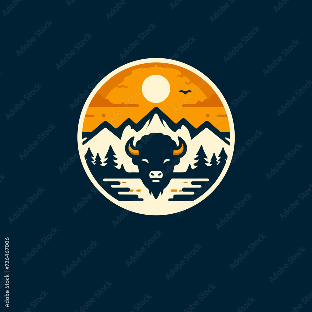 Buffallo logo with mountains on the background