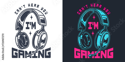 gaming headphones vintage style poster