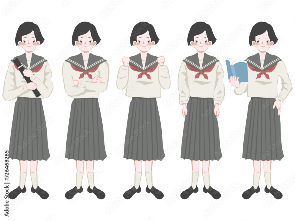 女子生徒(学生)の素材セット 女子生徒(学生)の素材セット