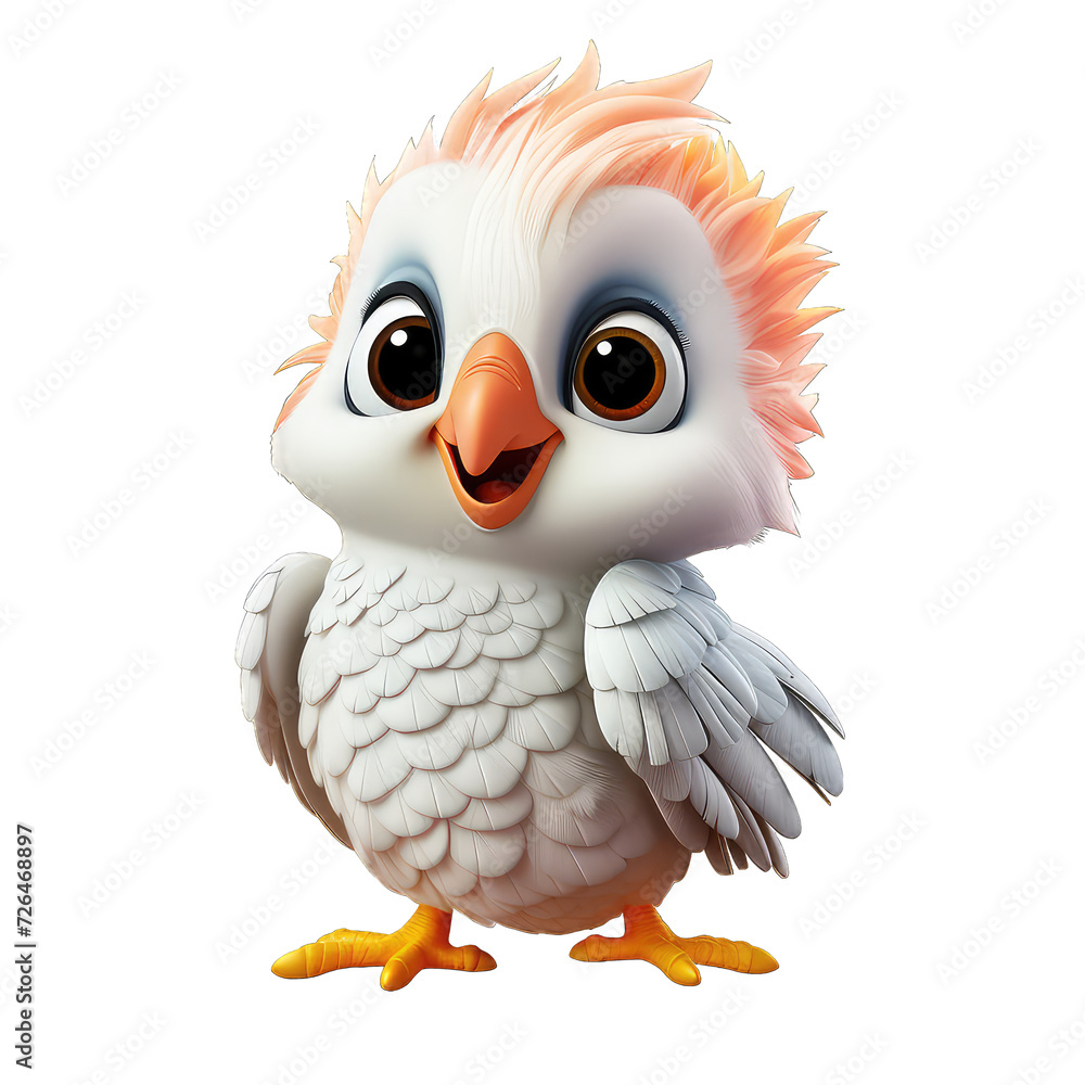 cute white macaw in a cartoon pose, cute white macaw in a cartoon pose,
