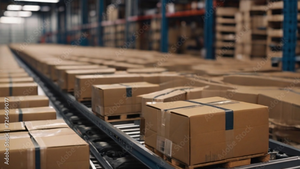 forklift in warehouse with boxes forklift in warehouse with boxes