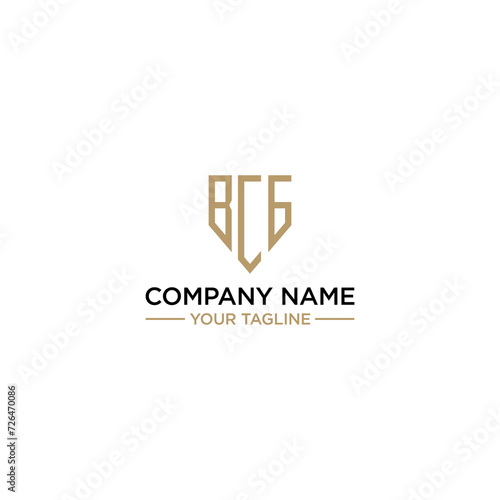 The logo has a legal theme concept with a minimalist design in the form of a shield with the words BCG, suitable for personal branding logos as well as legal lawyers