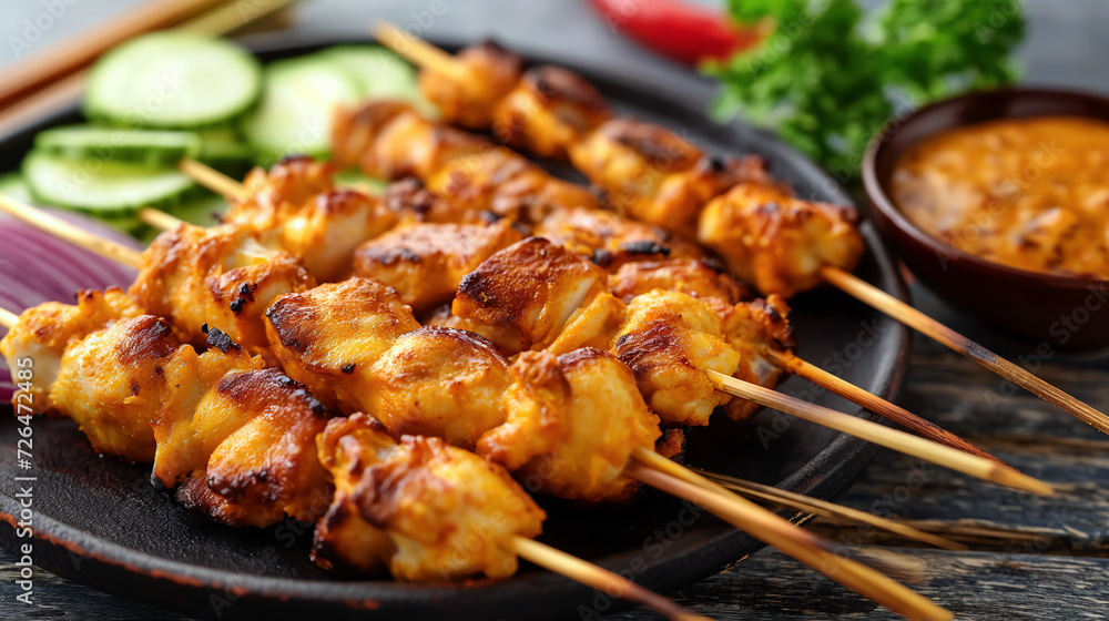 grilled chicken satay skewers dish recipe