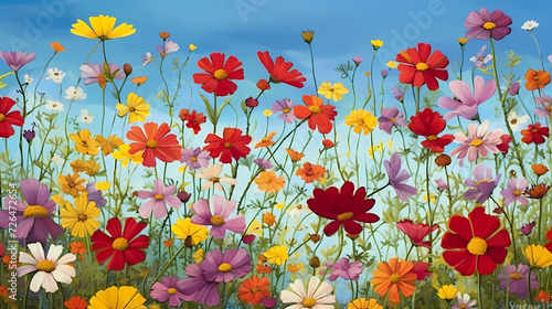 Colorful flowers background  spring season concept