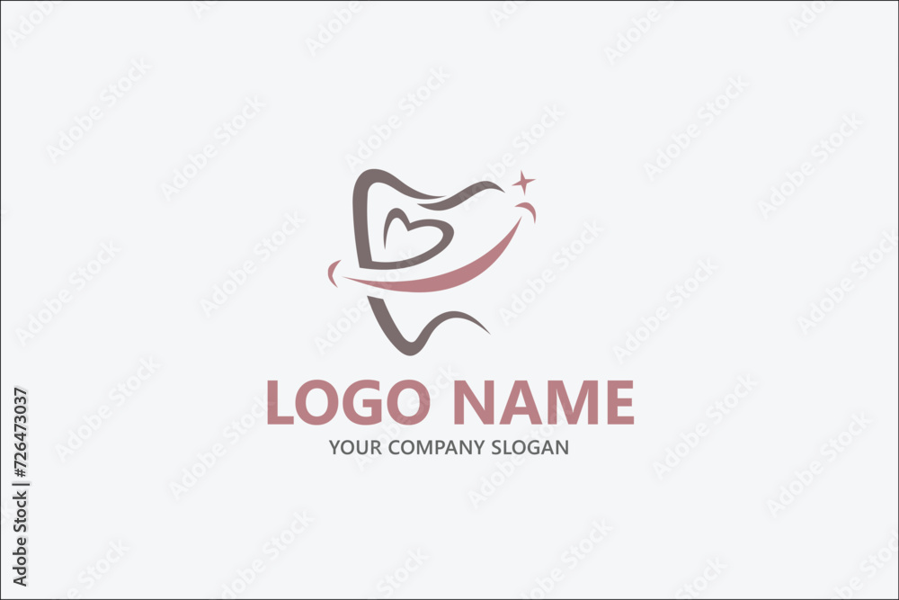 Fototapeta premium Line art dental vector logo design template