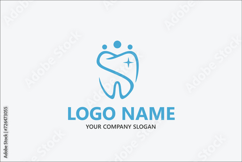Line art dental vector logo design template