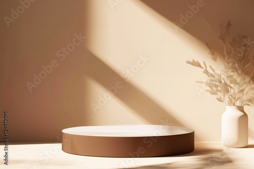 Brown natural podium product display platform 3d background