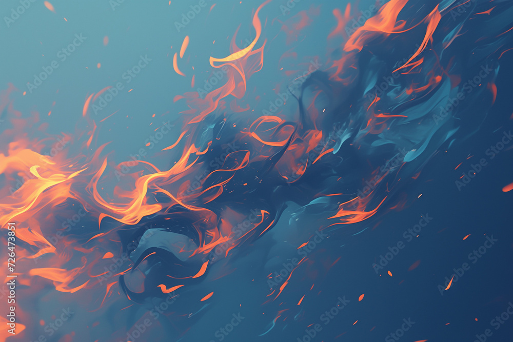 illustration of abstract heavy smoke with burning fire flames on blue background Generative AI
illustration of abstract heavy smoke with burning fire flames on blue background Generative AI
