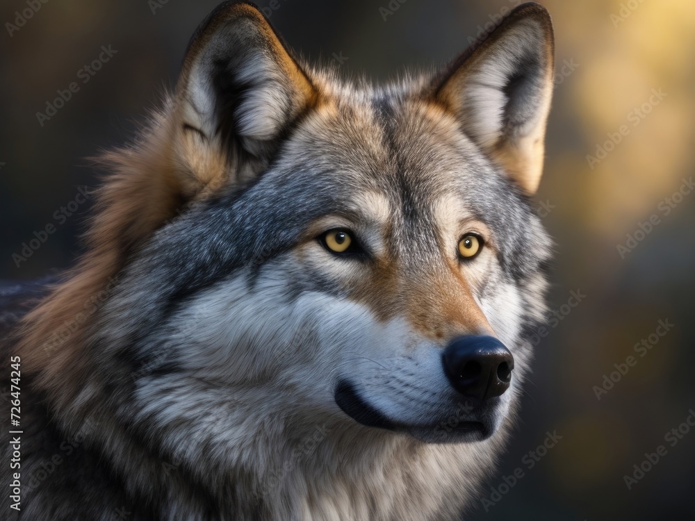 Portrait of wolf on nature background. Polar wolf.