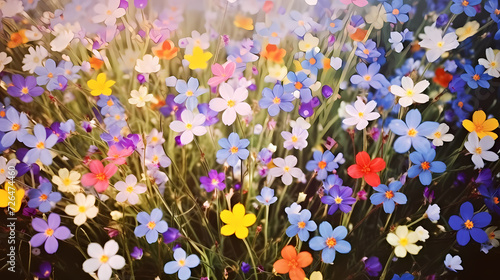 Colorful flowers background, spring season concept © xuan