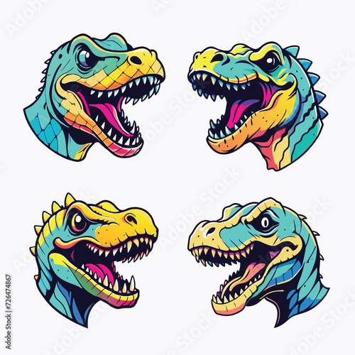 Dinosaur cartoon illustration set vector © DidiekMurad