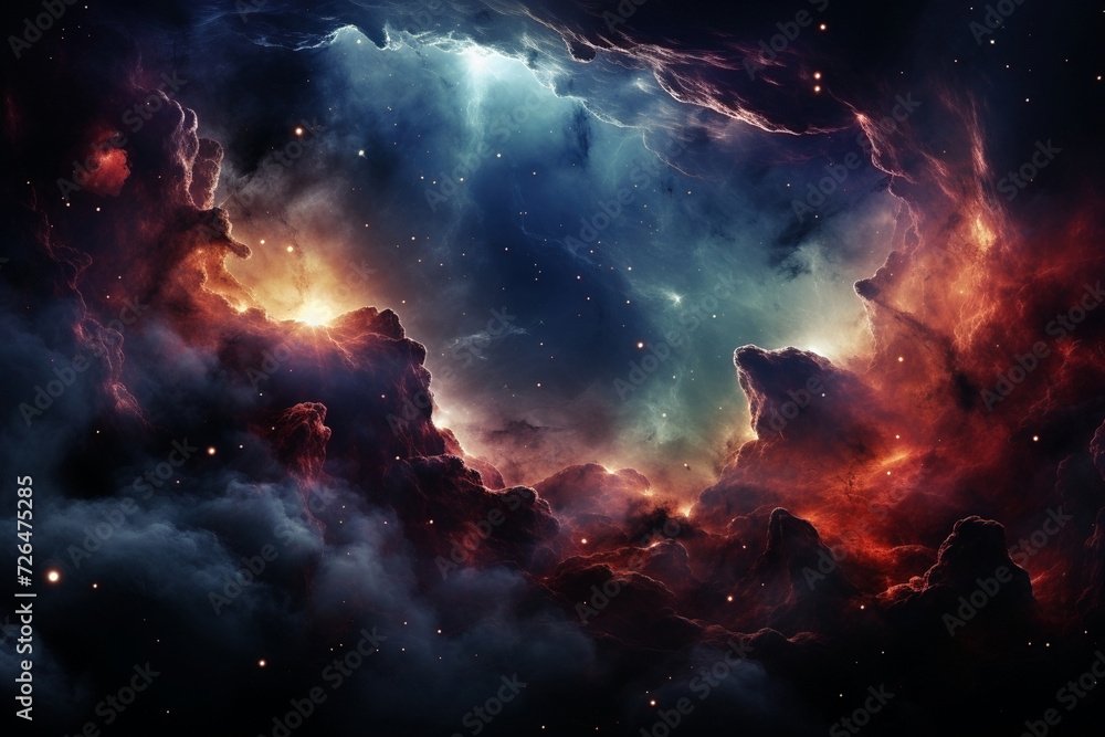 Glowing huge nebula with stars - obrazy, fototapety, plakaty 