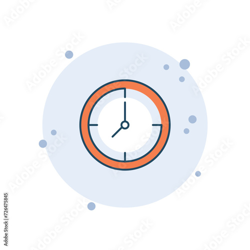 Cartoon clock icon vector illustration. Clock time on bubbles background. Time sign concept.