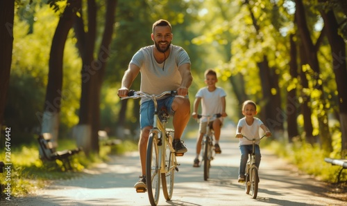 Family Bike Ride in Sunlit Park