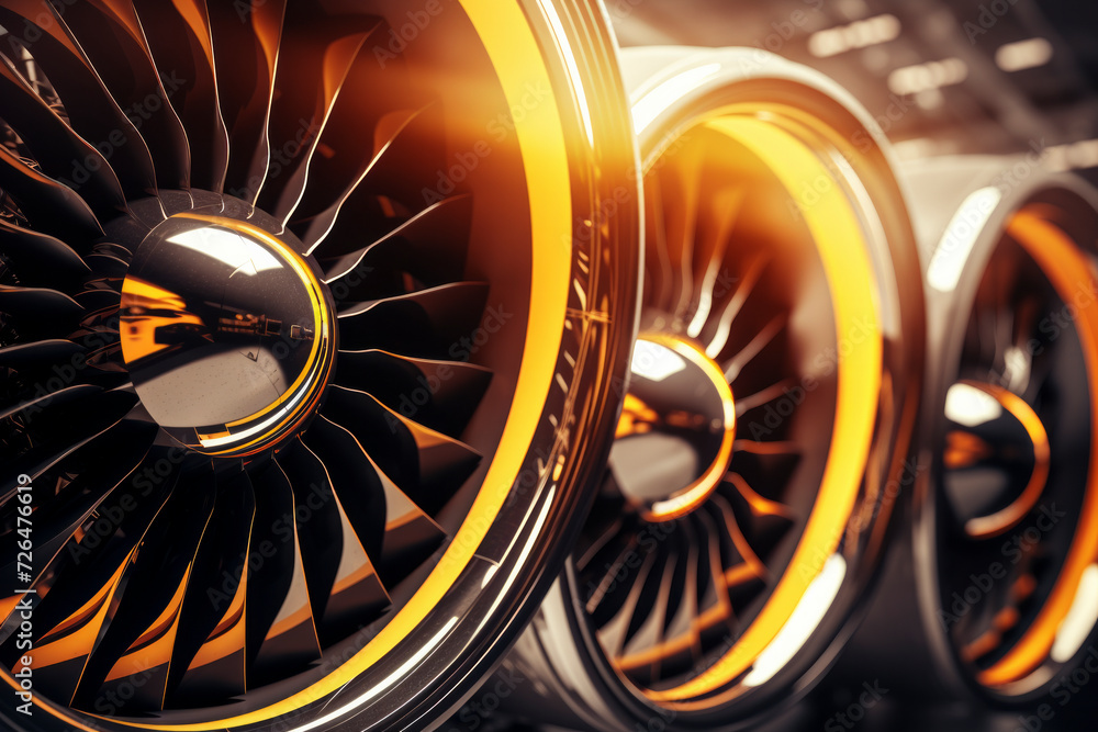 Innovation background featuring energised overlapping jet engines, with ...