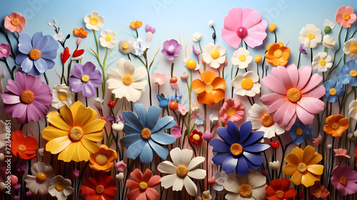 Colorful flowers background  spring season concept