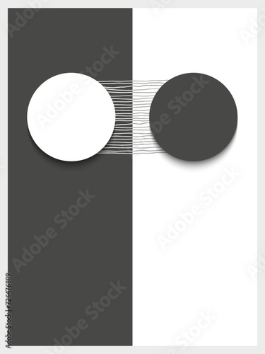 Minimalistic poster design with circles and hand draw lines