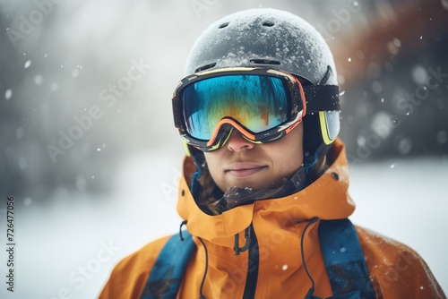 skier in insulated gear and goggles on the slopes