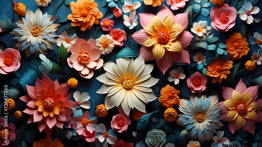 Colorful flowers background, spring season concept Colorful flowers background, spring season concept