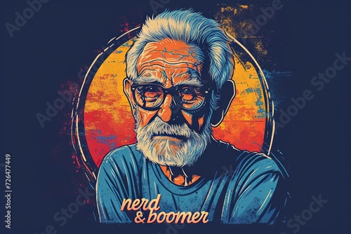 Nerd and boomer original logo design illustration photo
