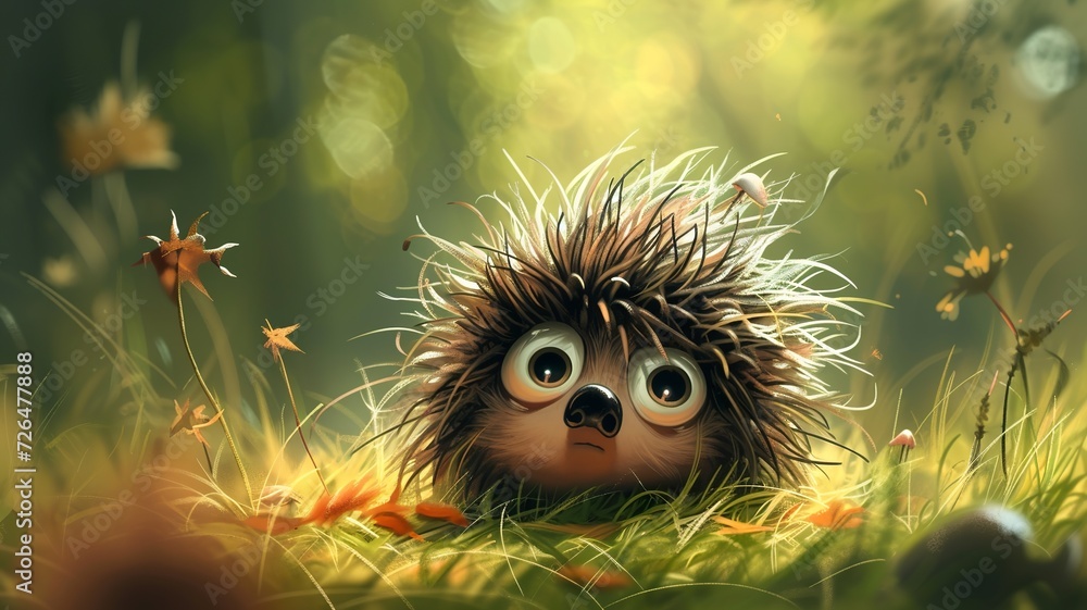 AI portrait of a funny, cute, big-eyed, furry hedgehog AI portrait of a funny, cute, big-eyed, furry hedgehog