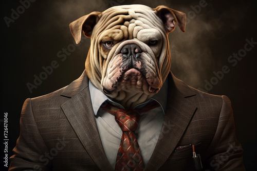 Business bulldog with suit and tie