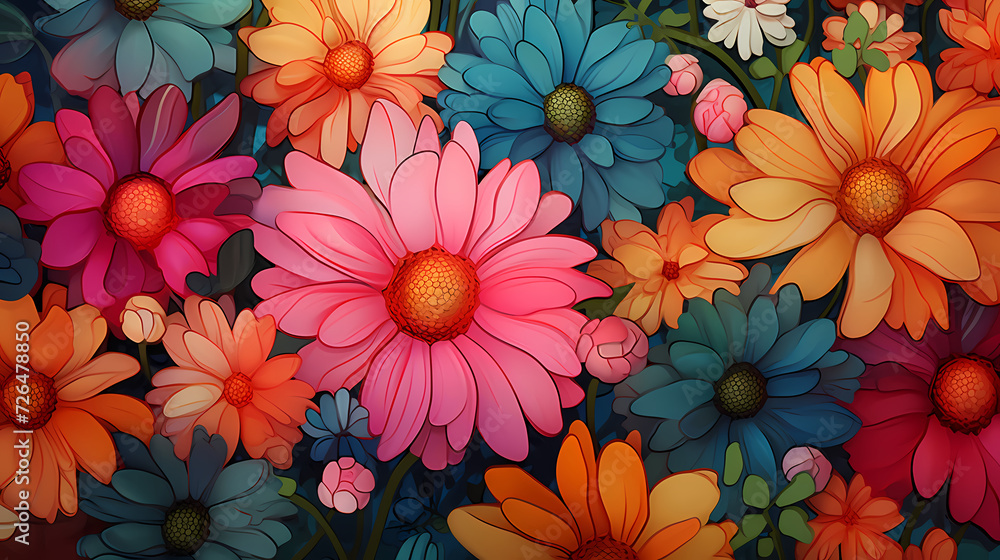 Colorful flowers background, spring season concept Colorful flowers background, spring season concept
