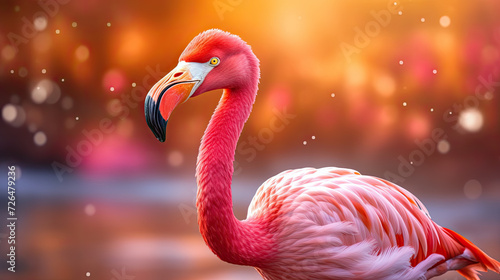 Beautiful Flamingo in Nature - Generative AI © Zeynep