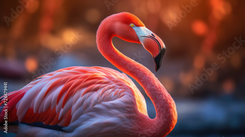 Beautiful Flamingo in Nature - Generative AI © Zeynep